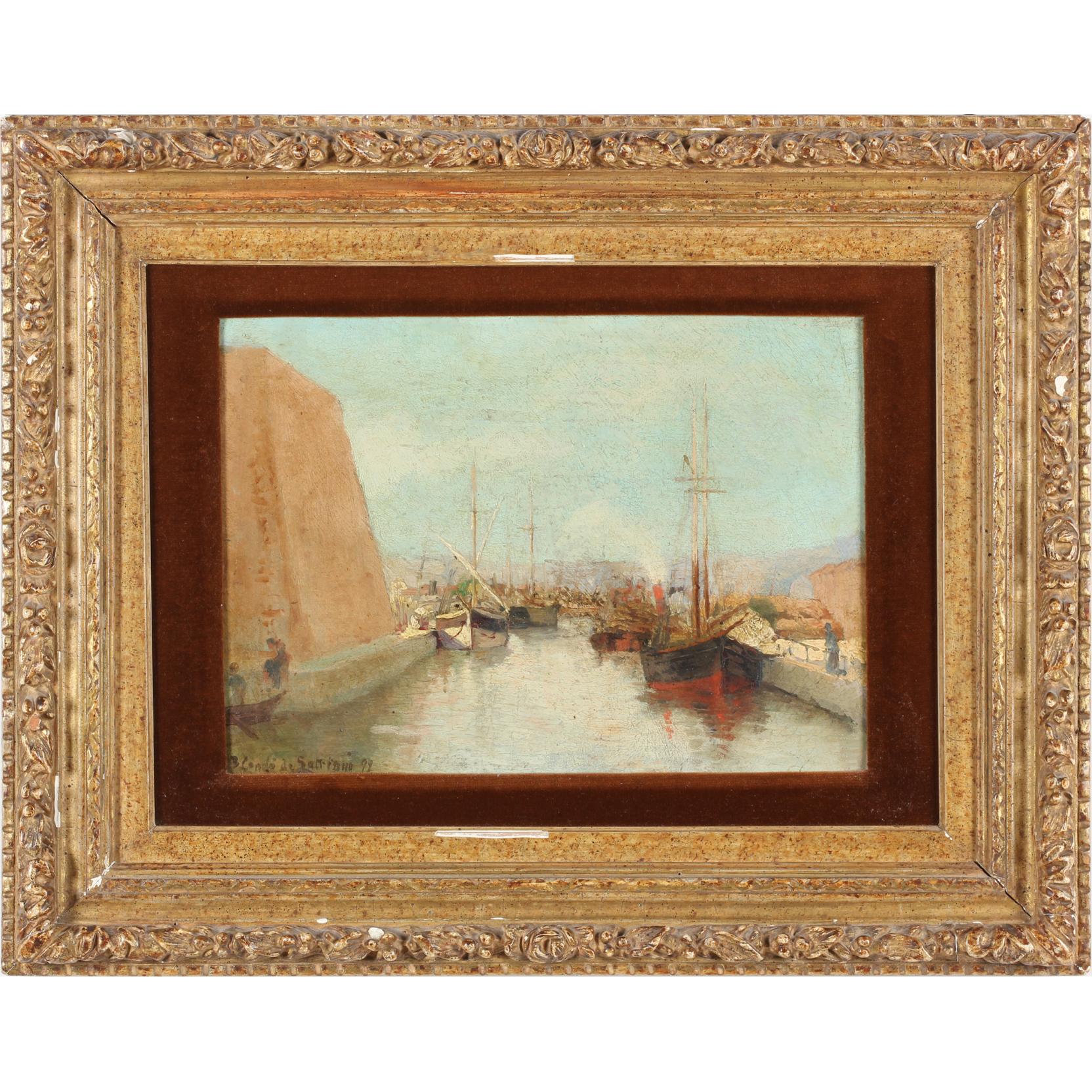 Appraisal: B Conda de Satriano Italian Harbour Scene oil on board