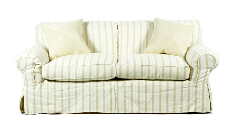 Appraisal: - Custom Made Upholstered Sofa Custom made sofa with white