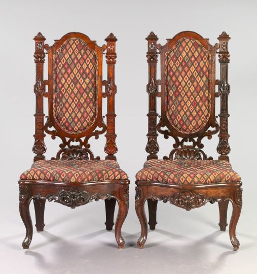 Appraisal: Pair of American Carved Rosewood Hall Chairs third quarter th