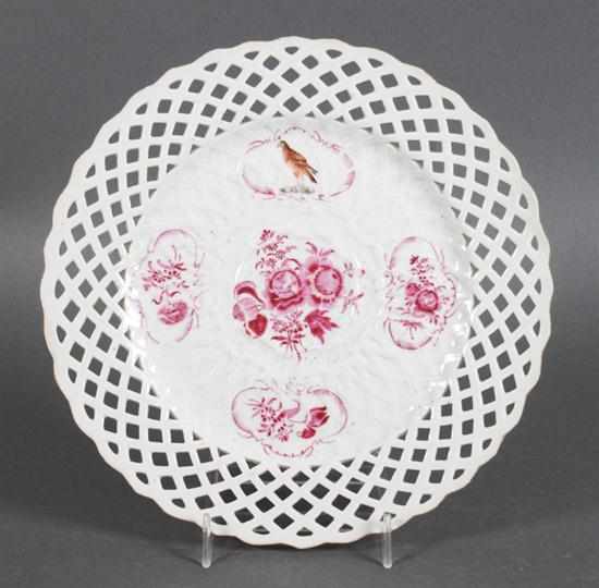 Appraisal: Chinese Export Famille Rose reticulated porcelain plate circa molded in