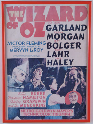 Appraisal: FRAMED WIZARD OF OZ POSTER Reproduction Poster depicts the famous