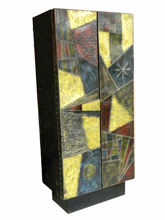 Appraisal: Paul Evans tall cabinet part of the Directional ''Sculptured Metal''