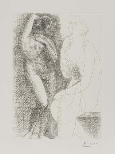 Appraisal: PABLO PICASSO Femme nue devant une Statue Etching x mm