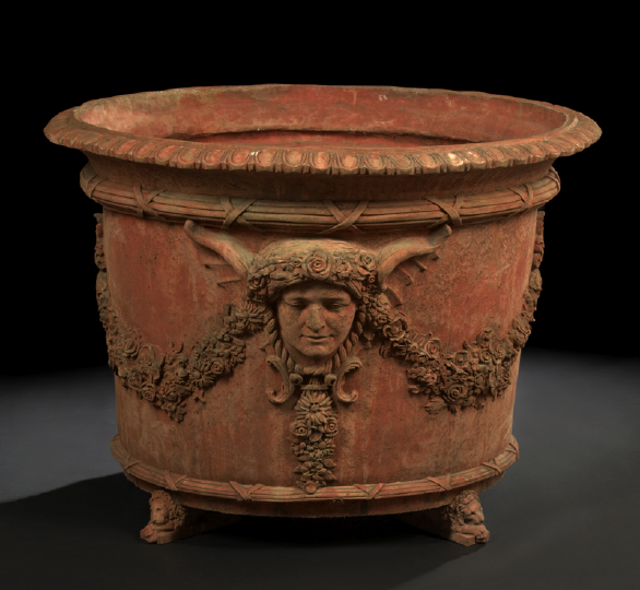 Appraisal: Monumental Pair of French Composite Terra Cotta Tree Tubs in