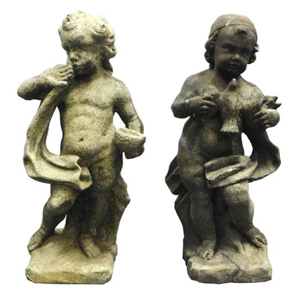 Appraisal: GARDEN Pair of cement Putti th C matched classical figures