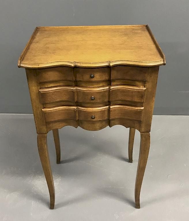 Appraisal: Three-Drawer Fruitwood Stand Three-drawer fruitwood stand labeled Cassard et Cie