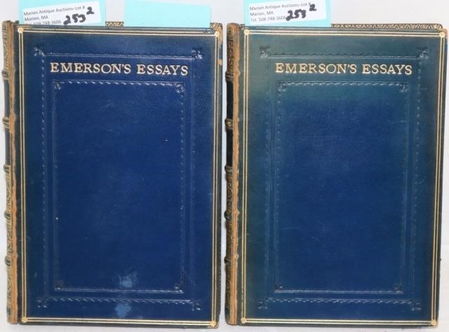 Appraisal: EMERSON'S ESSAYS VOL FINELY BOUND IN BLUELEATHER WITH GILT TRIM