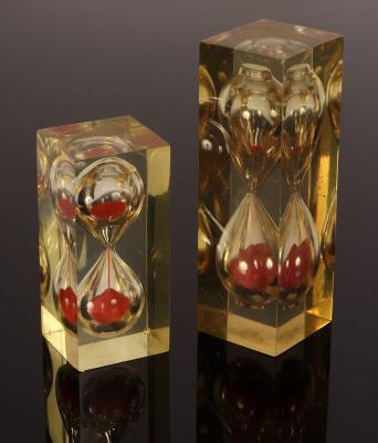 Appraisal: Two mid-Century lucite hourglass sand timers after Charles Hollis Jones