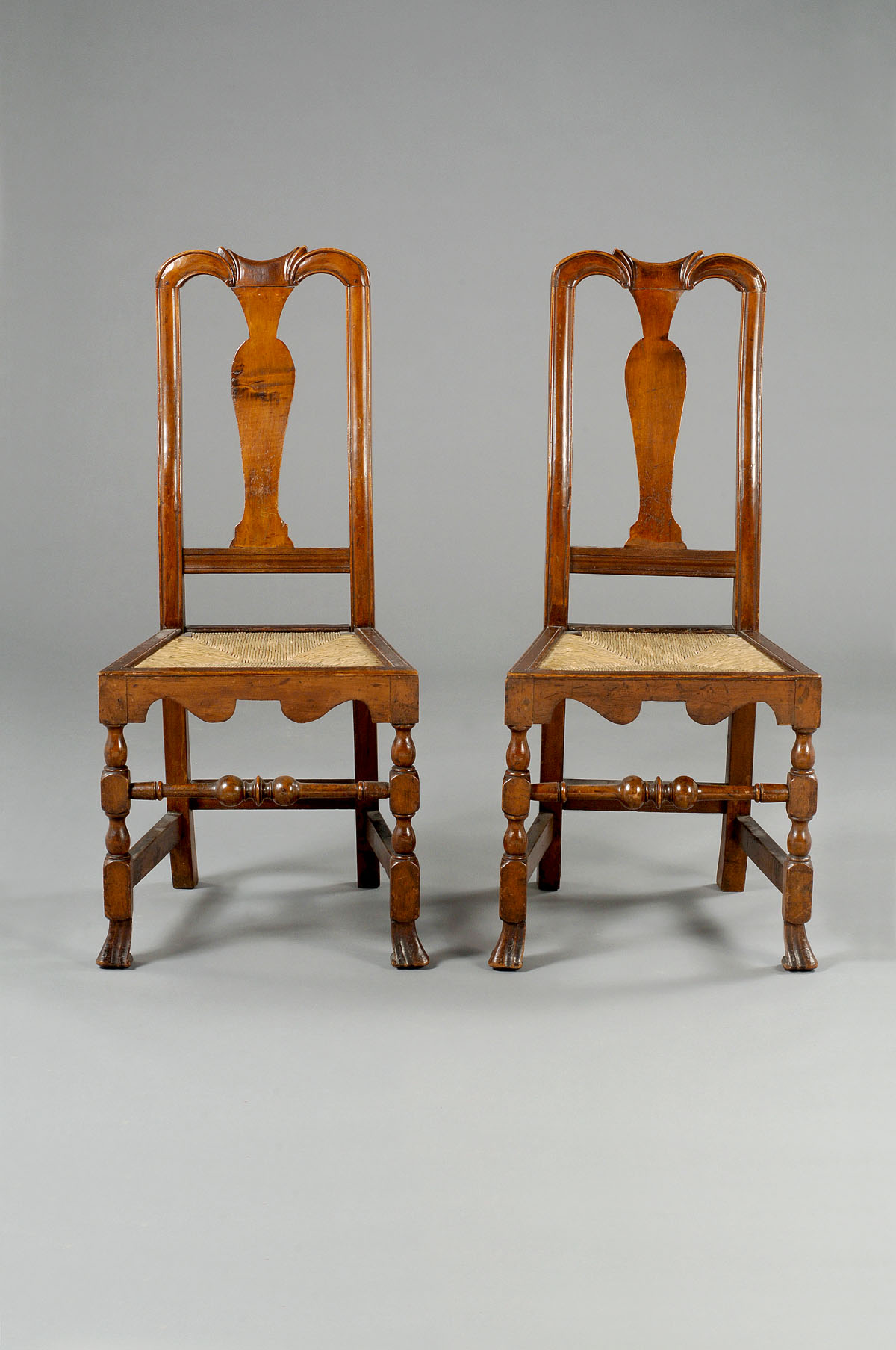 Appraisal: PAIR OF NEW HAMPSHIRE QUEEN ANNE CARVED MAPLE SPANISH FOOT