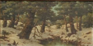 Appraisal: Signature Partially Erased Winter landscape signed lower left ecker possibly