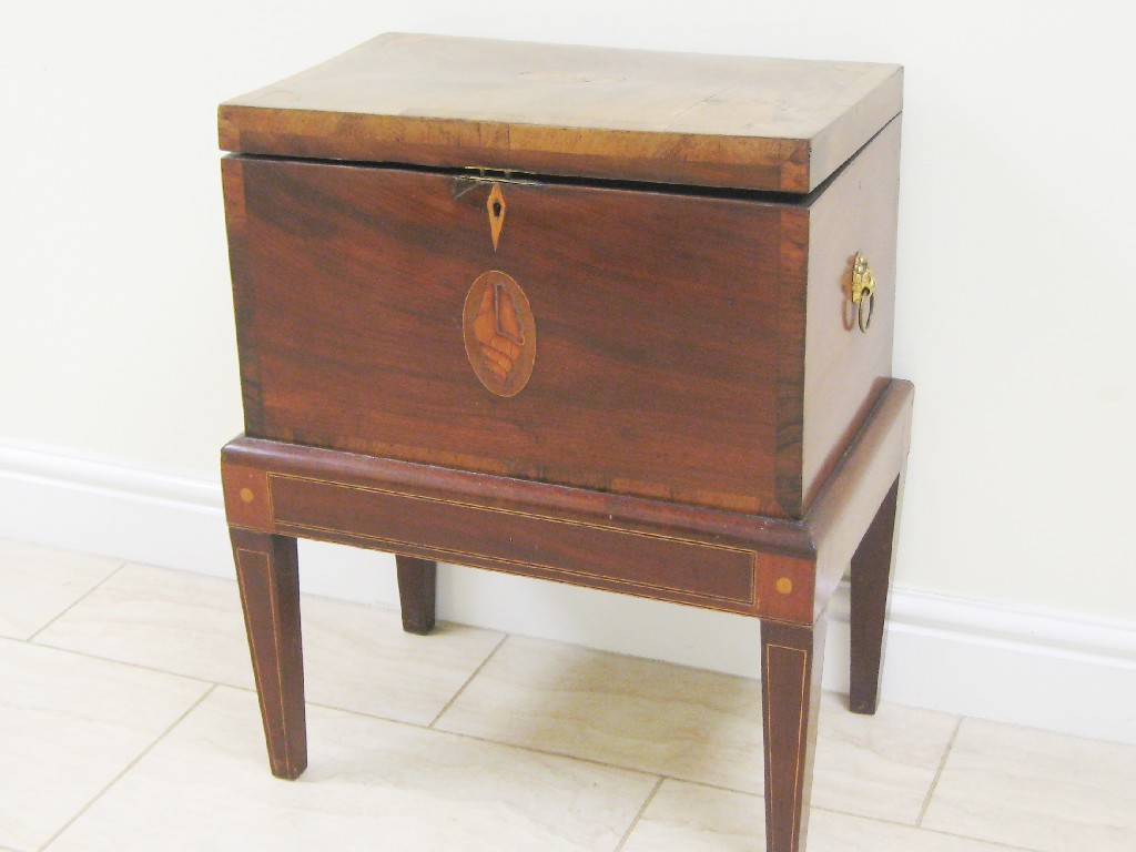 Appraisal: A th Century mahogany Cellaret with cross-banding shell and fan