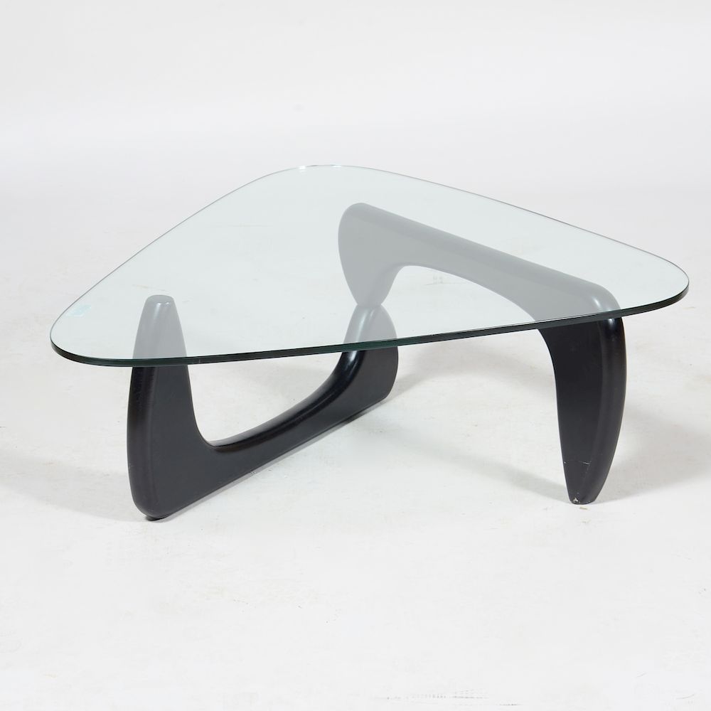 Appraisal: Noguchi Style Ebonized Wood and Glass Coffee Table Unmarked x