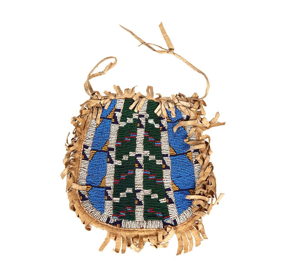 Appraisal: Plains Indian Beaded Hide Bag Plains Indian beaded hide bag