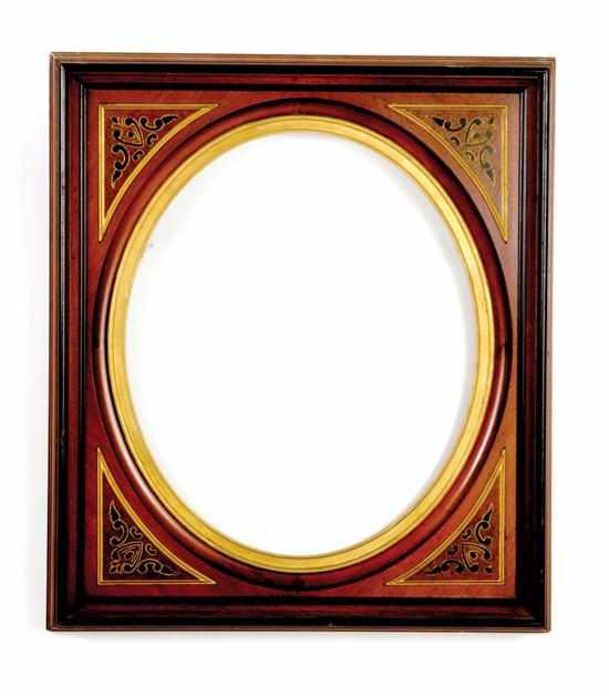 Appraisal: Pair Victorian mahogany frames late th century molded edges enclosing