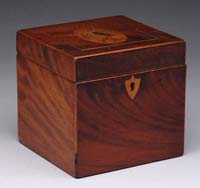 Appraisal: INLAID SQUARE TEA CADDY The fine mahogany square box having