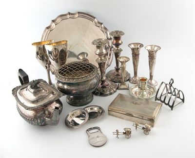 Appraisal: A mixed lot of items comprising silver items a pair