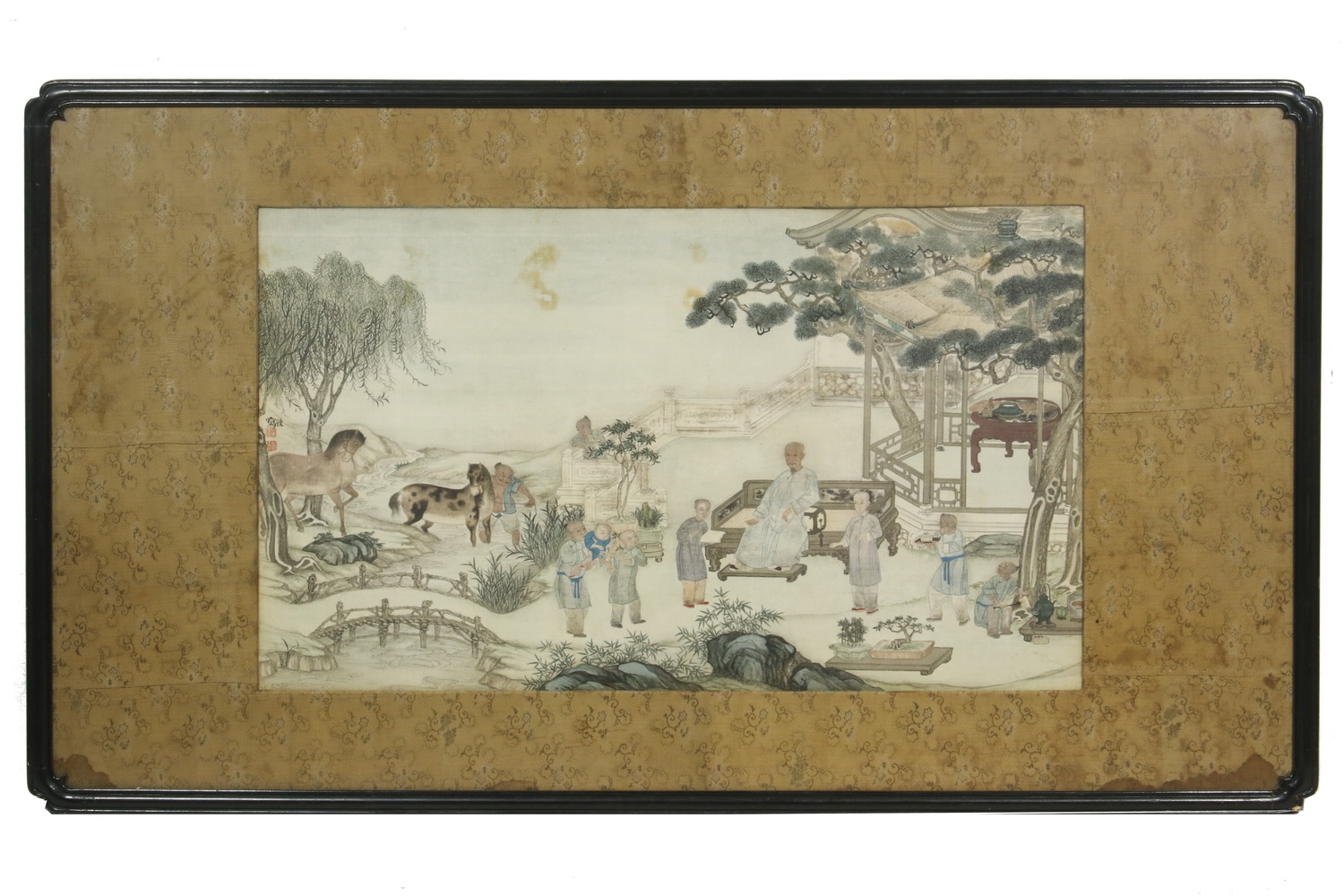 Appraisal: FINE CHINESE QING SILK PAINTING th c Straits Settlements depiction