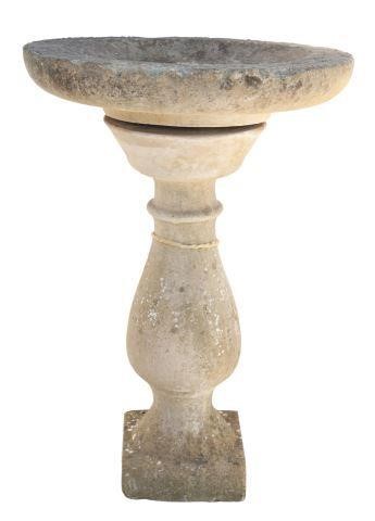 Appraisal: Cast stone garden birdbath thc having a circular bowl with