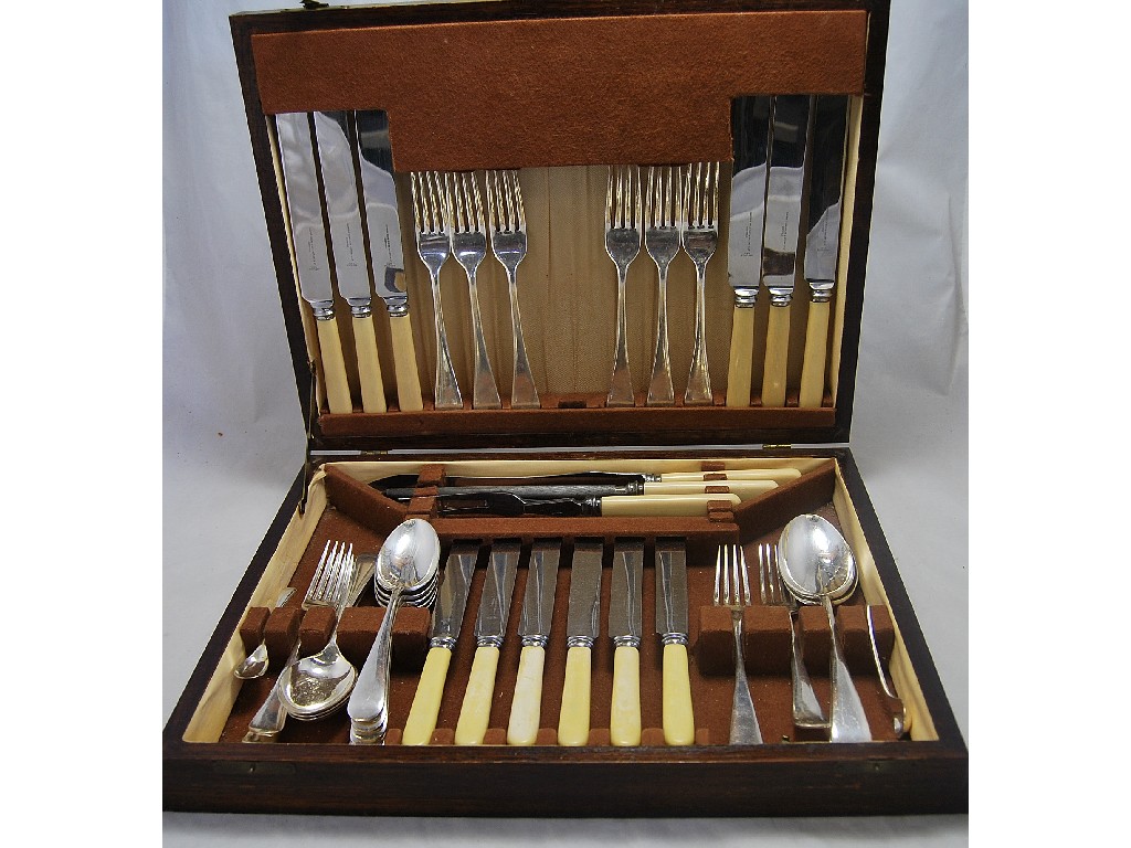 Appraisal: A canteen of electroplated flatware cutlery with stainless steel blades