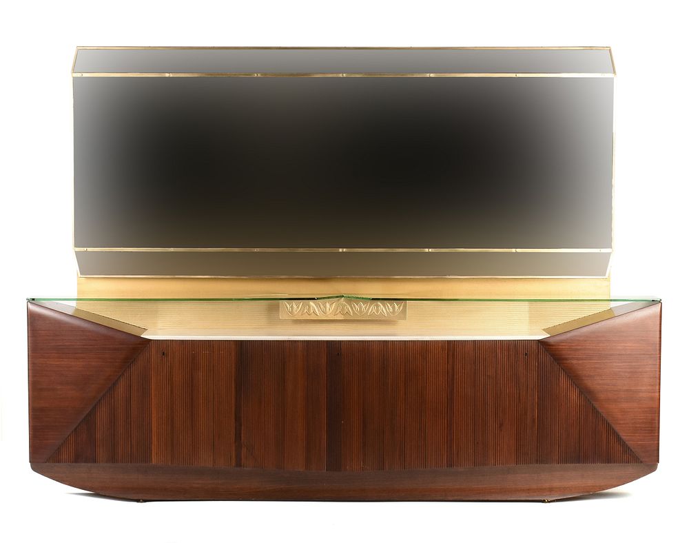 Appraisal: AN ITALIAN MODERNST ROSEWOOD AND MARBLE SIDEBOARD WITH MIRROR MILAN