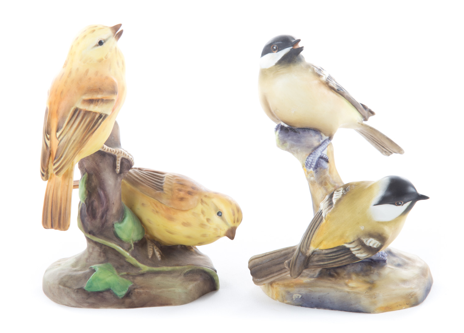 Appraisal: Two Royal Worcester china bird groups including Yellow Hammers and