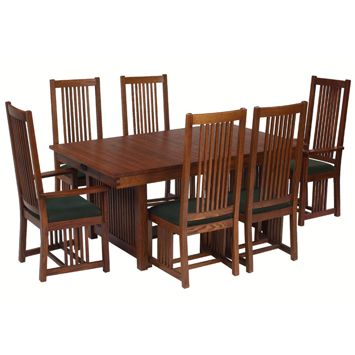 Appraisal: Prairie School dining set contemporary includes four high-back spindle side