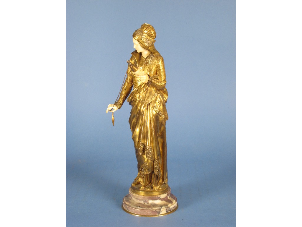 Appraisal: Albert Carrier-Belleuse A Chryselephantine gilt bronze figure of a woman