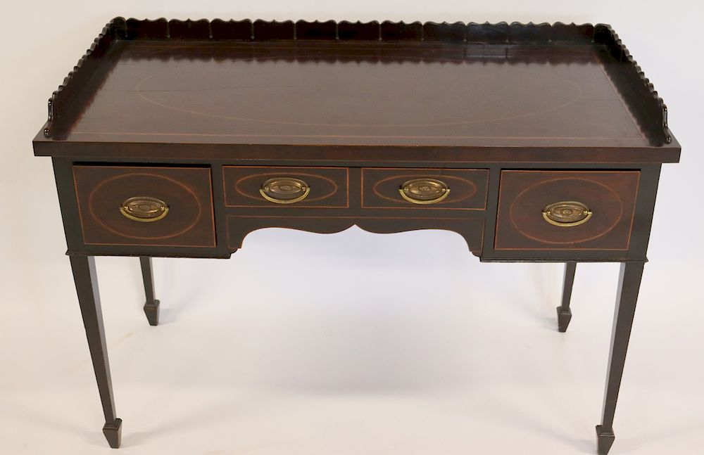 Appraisal: Antique Mahogany Inlaid Server With Gallery From a Scarsdale estate