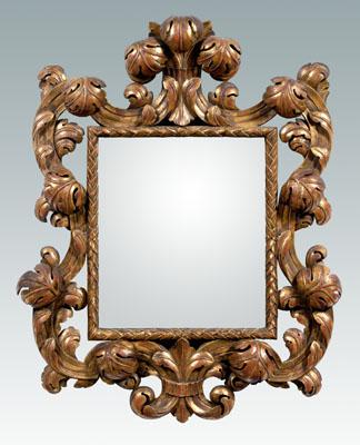 Appraisal: Baroque style gilt wood mirror boldly carved with leaf decoration