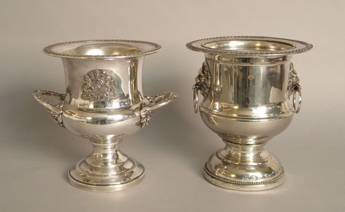 Appraisal: Two English silver plated ice buckets h together with two