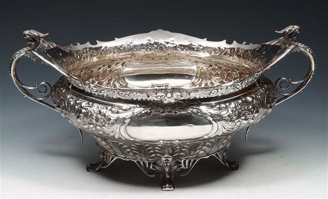 Appraisal: A LARGE VICTORIAN SILVER ROSE BOWL chased scroll and foliate