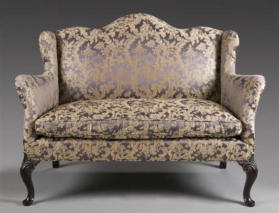 Appraisal: CHIPPENDALE-STYLE SETTEE Probably American nd half- th century mahogany Serpentine