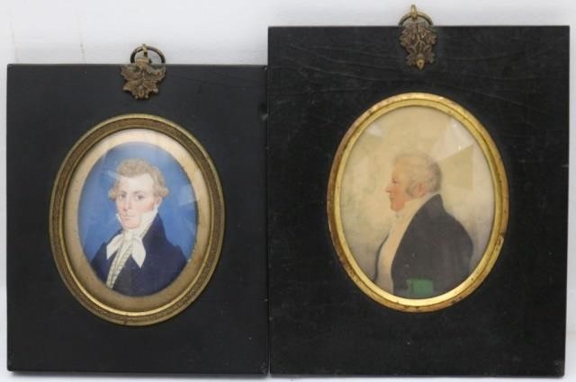 Appraisal: SIMILAR EARLY TH C MINIATURE PORTRAITS OFGENTLEMEN ON PAPER UNSIGNED