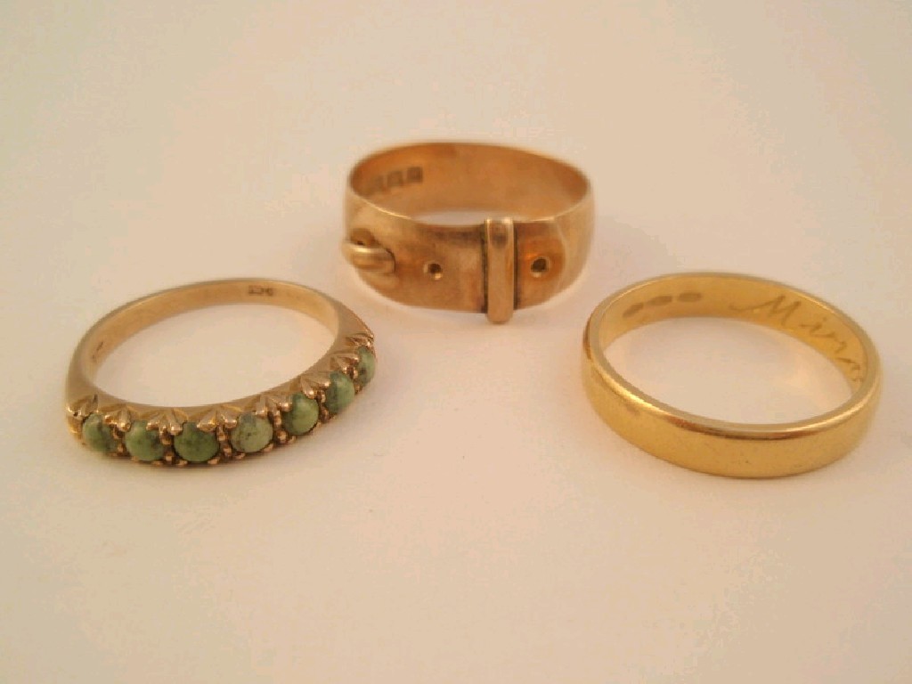 Appraisal: An ct gold wedding band and two ct rings