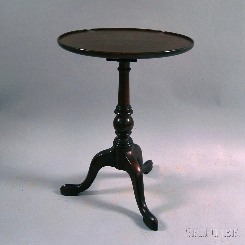 Appraisal: Bussolini Bros Queen Anne-style Mahogany Dish-top Candlestand Quincy Massachusetts the