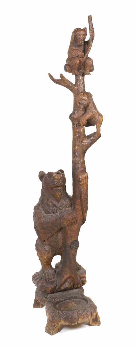 Appraisal: A Black Forest Carved Wood Hall Tree depicting a bear