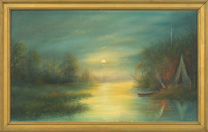 Appraisal: Will Ousley American Louisiana - Moonlight on Calcasieu oil on