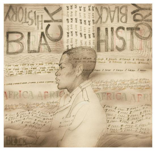 Appraisal: Tom FEELINGS - Black History Original pastel colored pencil and