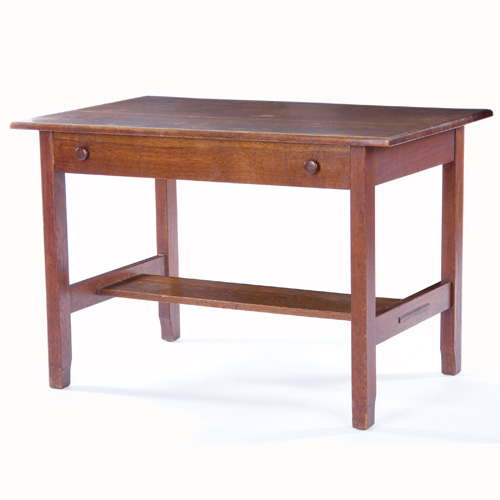 Appraisal: L J G STICKLEY Single drawer library table with wooden