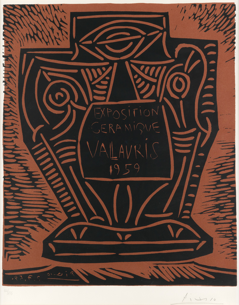 Appraisal: PABLO PICASSO Exposition C ramique Vallauris Color linoleum cut x