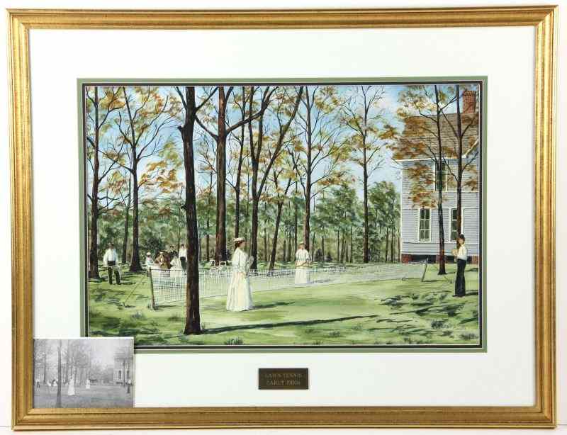 Appraisal: Samuel D Bissette NC - Watercolortitled ''Lawn Tennis - Early