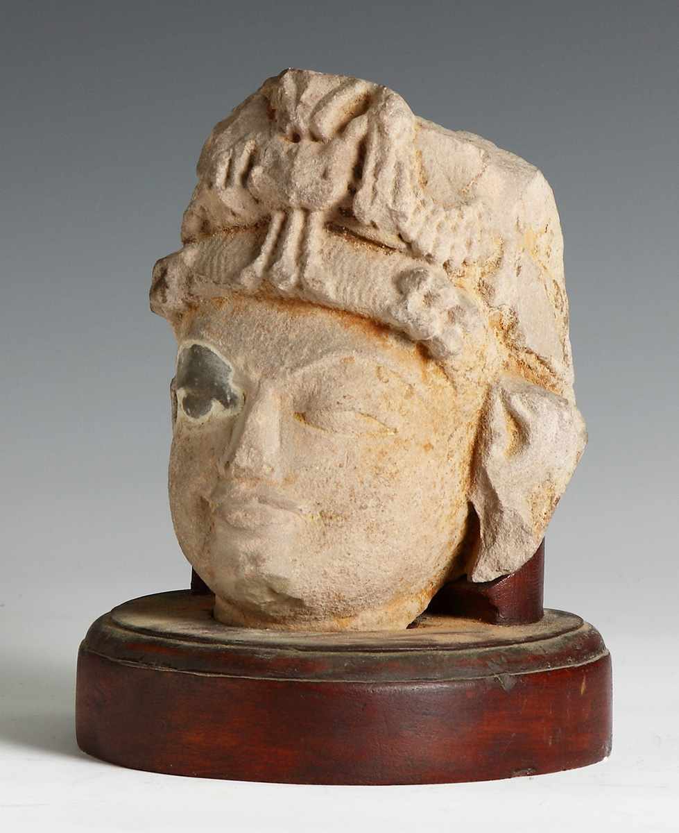 Appraisal: Java Carved Sandstone Head of Bodhisattva Dimensions Ht ''Provenance A