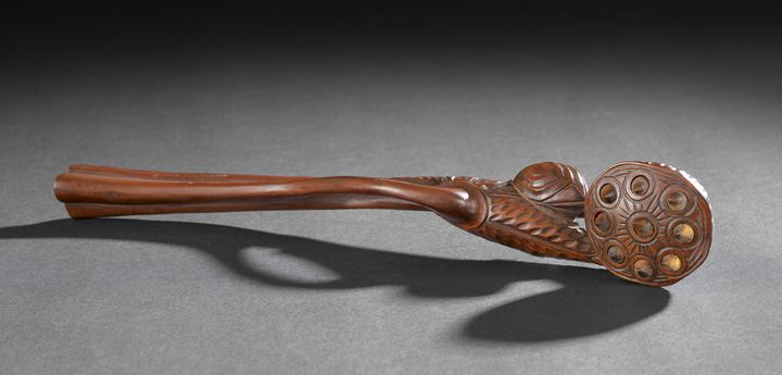 Appraisal: Chinese Carved Rosewood Ruyi Scepter th century realistically carved with