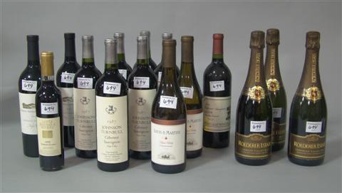 Appraisal: FIFTEEN BOTTLES OF MIXED CALIFORNIA WINE Includes one bottle of