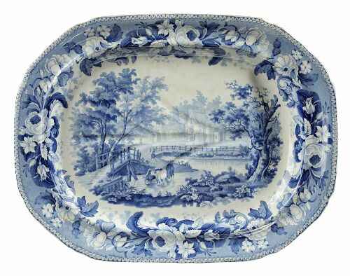 Appraisal: A th century Davenport blue printed venison dish decorated with