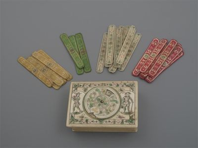 Appraisal: An early th century French stained ivory gaming box with