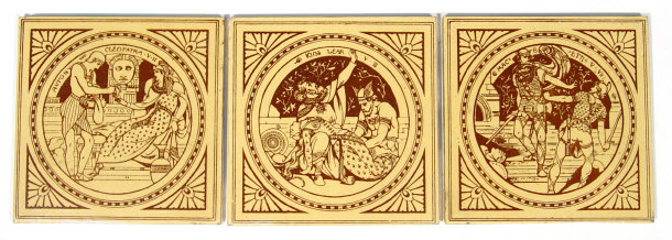 Appraisal: Three Mintons pottery tiles block printed with scenes of Anthony