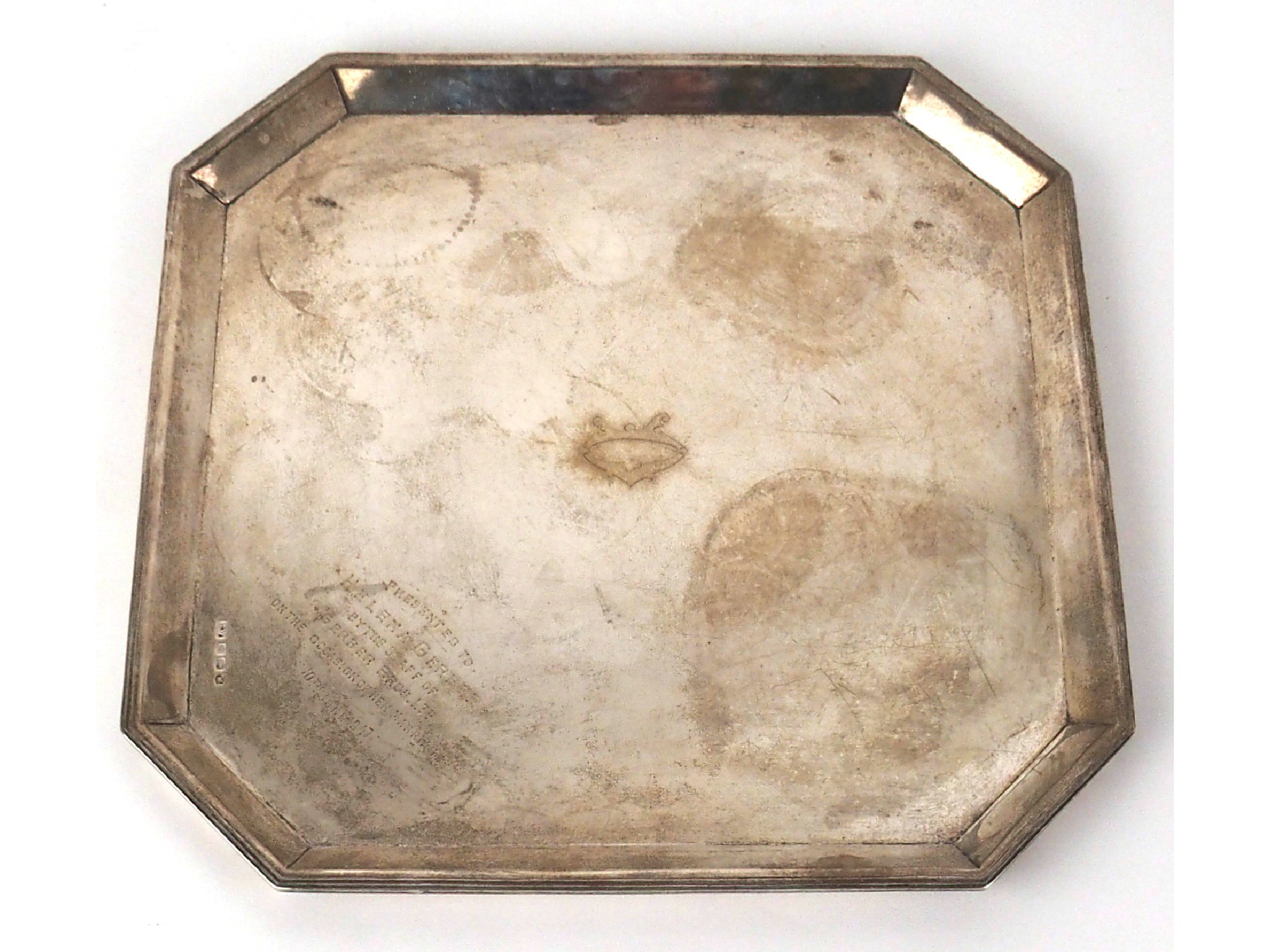 Appraisal: A Silver salverby Emille Viner Sheffield of square shape with