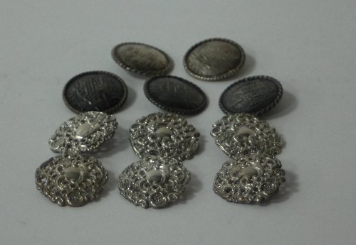 Appraisal: A set of six silver buttons Levi Salaman Birmingham of