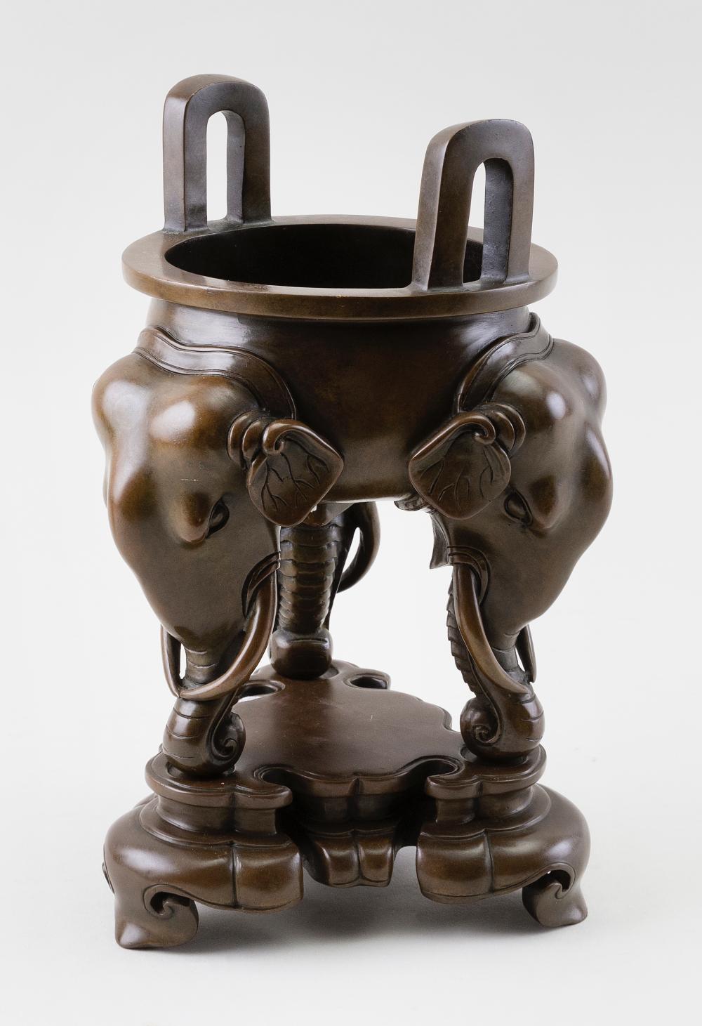 Appraisal: CHINESE BRONZE CENSER ON STAND LATE TH EARLY TH CENTURY